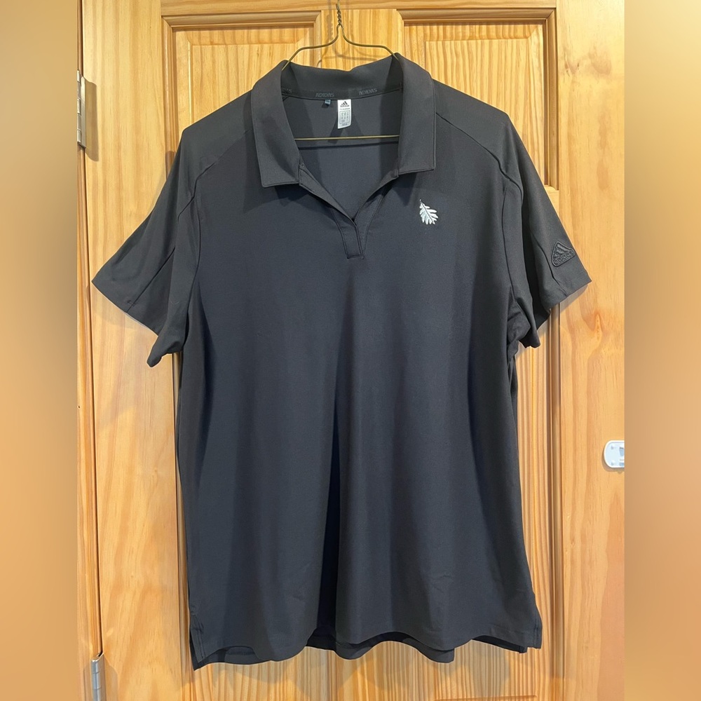 Women’s Adidas PRIMEGREEN Golf Polo XL Black With White Embroidered Leaf Logo